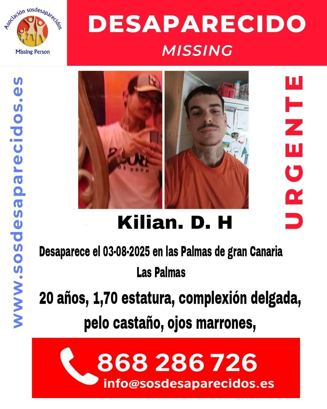 Buscan a Kilian D.H, desaparecido en Las Palmas de Gran Canaria