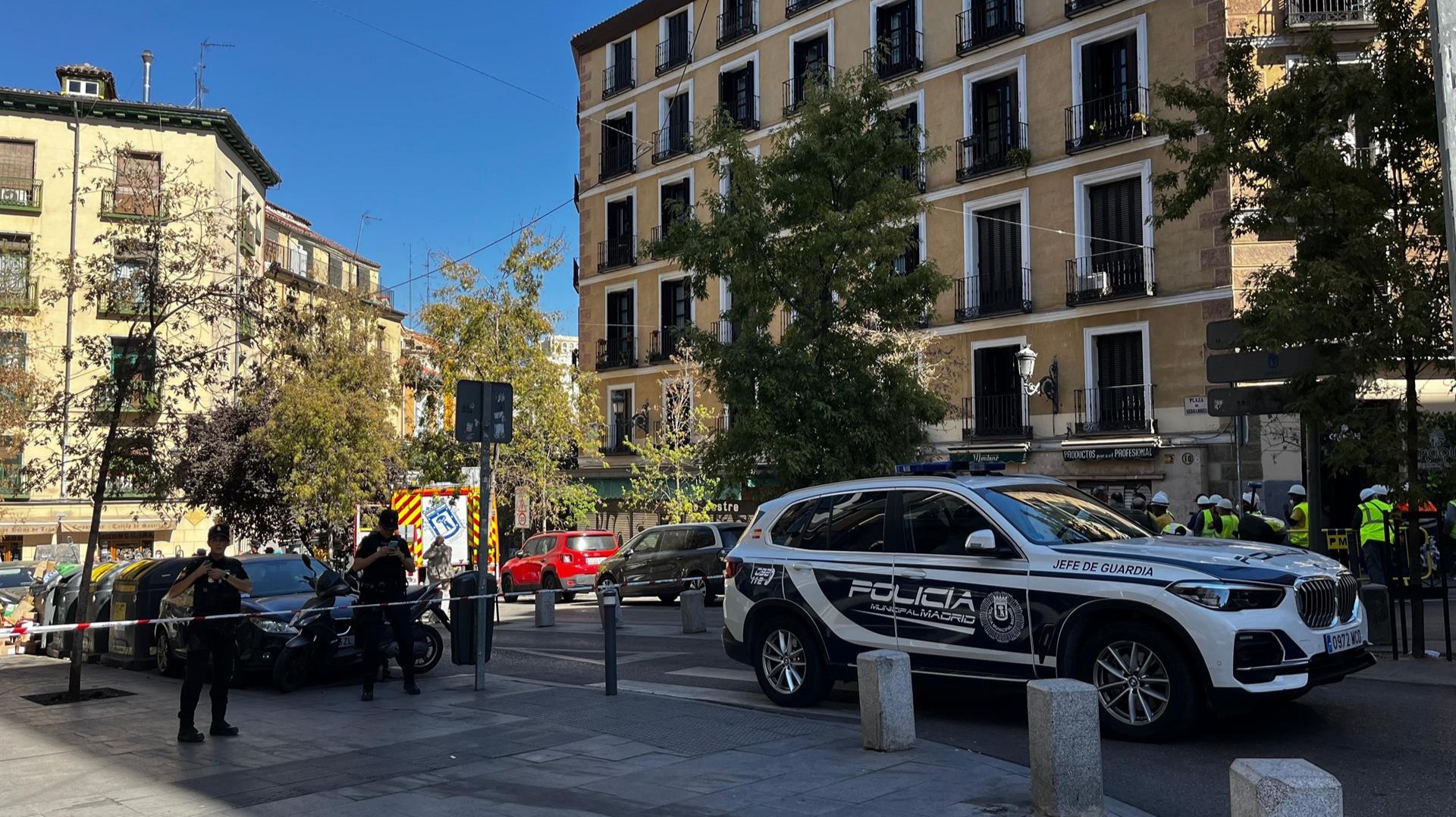 Tres heridos en derrumbe parcial de un edificio en obras en el centro de Madrid