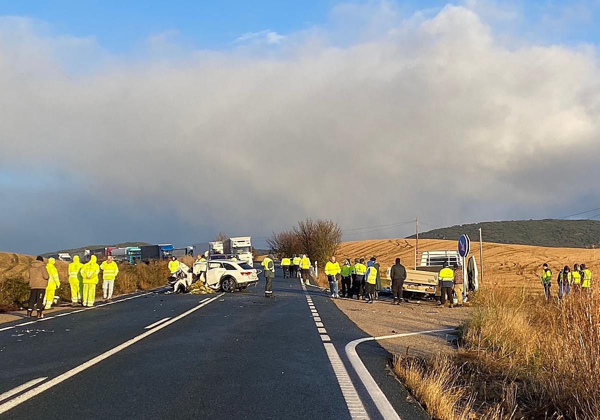 Fallece un hombre de 59 años en un choque en la N-232, en Foncea, dejando seis heridos graves