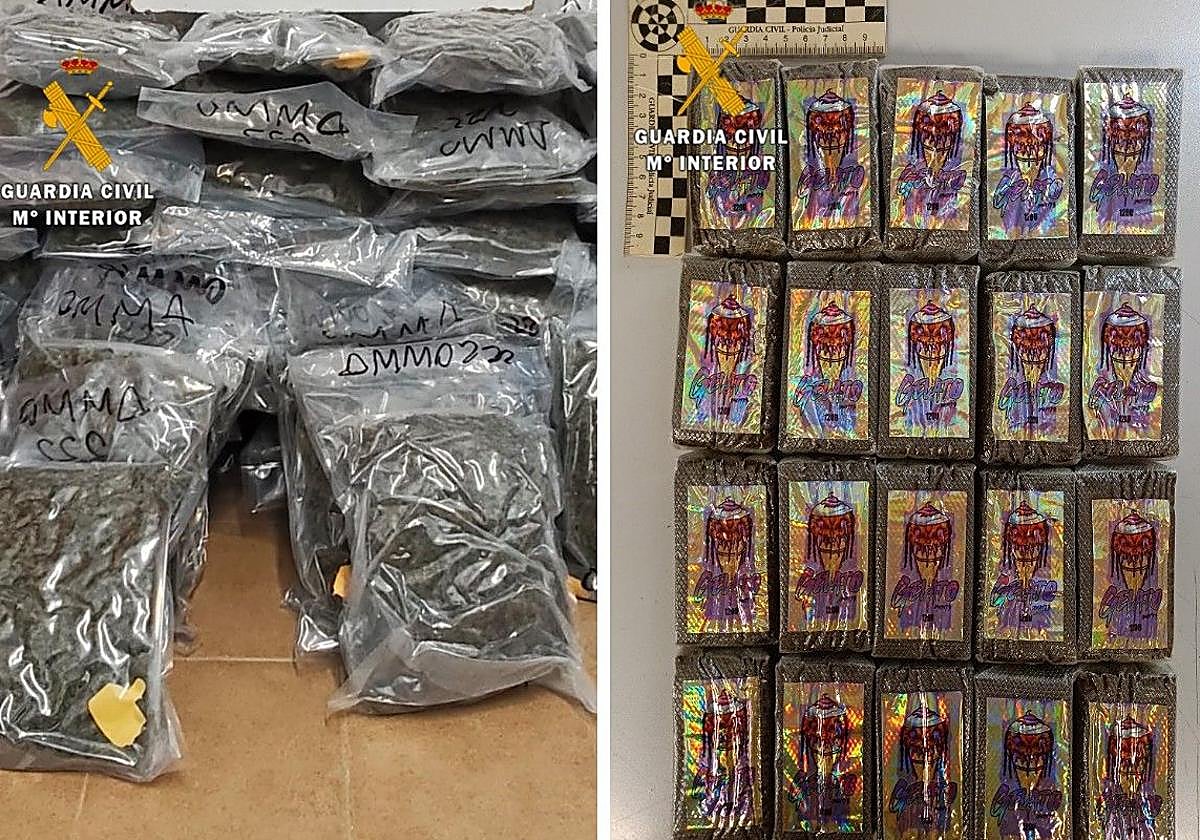 <p><strong>La Guardia Civil detiene a dos hombres en Málaga y desmantela una red de tráfico de drogas con 54 kilos de marihuana y hachís en la AP-7</strong></p>
