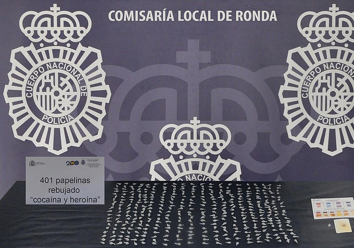 Detenida una pareja en Ronda tras intervenir más de 400 papelinas de una mezcla de cocaína y heroína