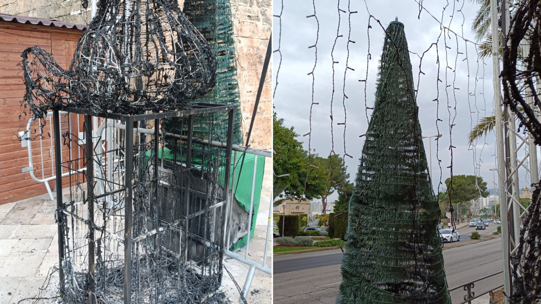 Investigan el incendio intencionado de adornos navideños en el mercadillo sa Feixina de Palma