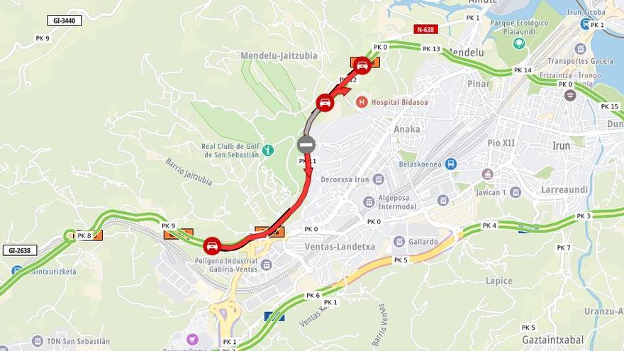 Cuatro heridos en accidente en la GI-636 de Hondarribia: dos trasladados a Donostia y dos a Baiona