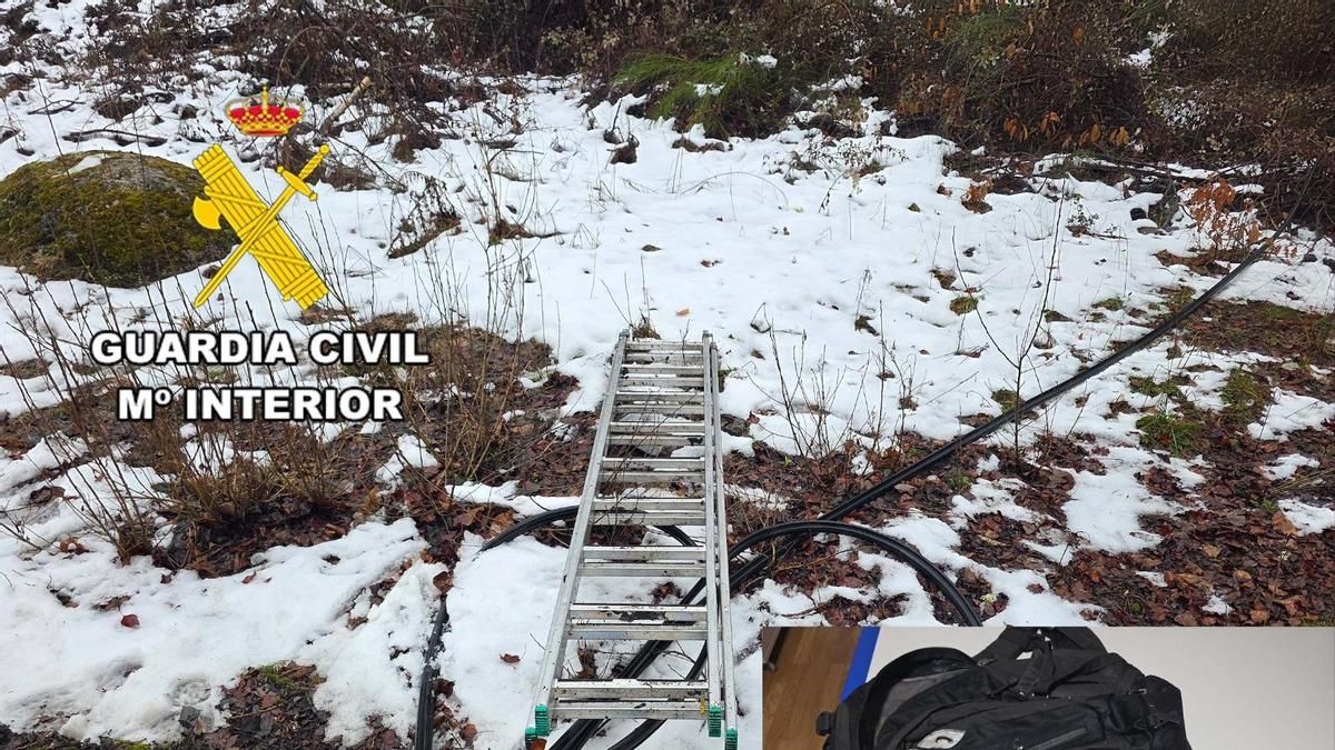 Material intervenido en la operación por presuntos delitos de hurto y robo de cobre y material de obra.