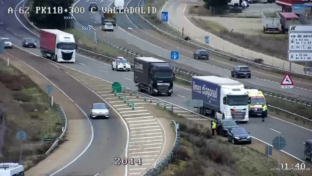 Heridas dos personas tras reventar una rueda en la A-62