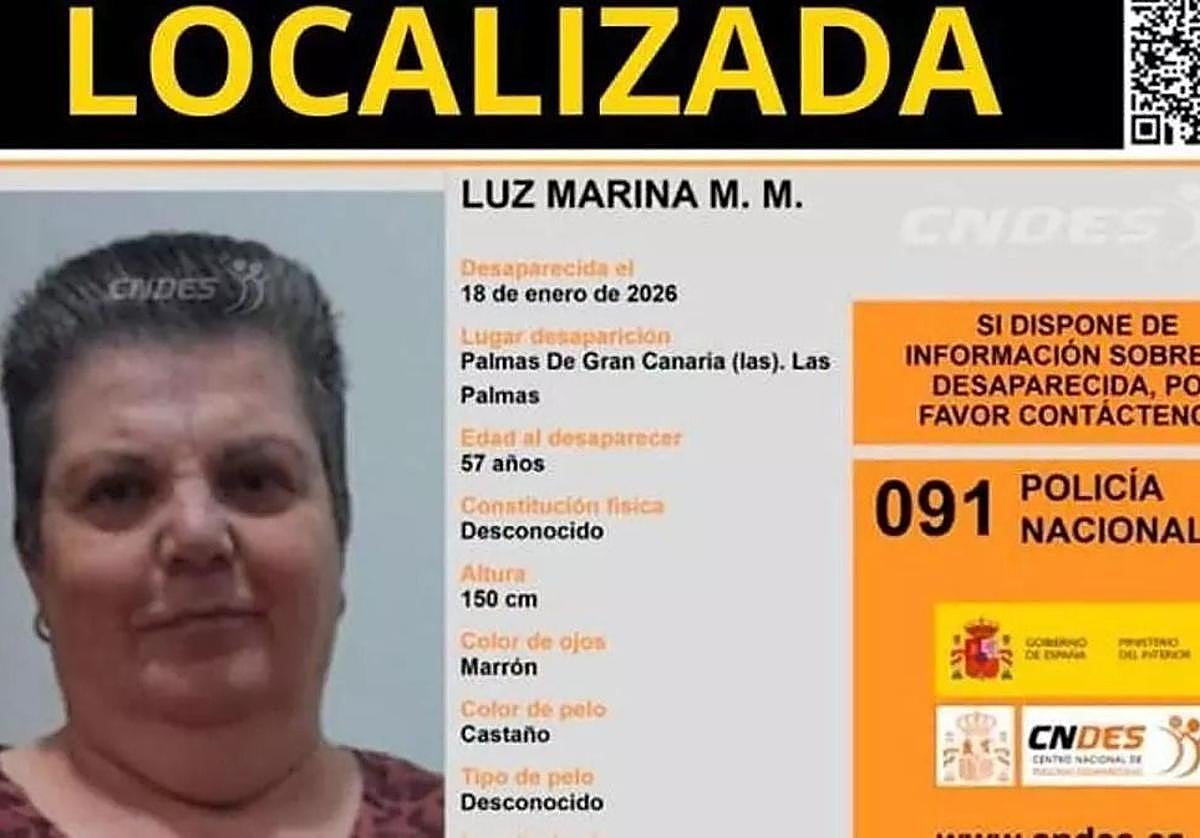 Localizan en buen estado de salud a la mujer desaparecida el pasado domingo en Las Palmas de Gran Canaria