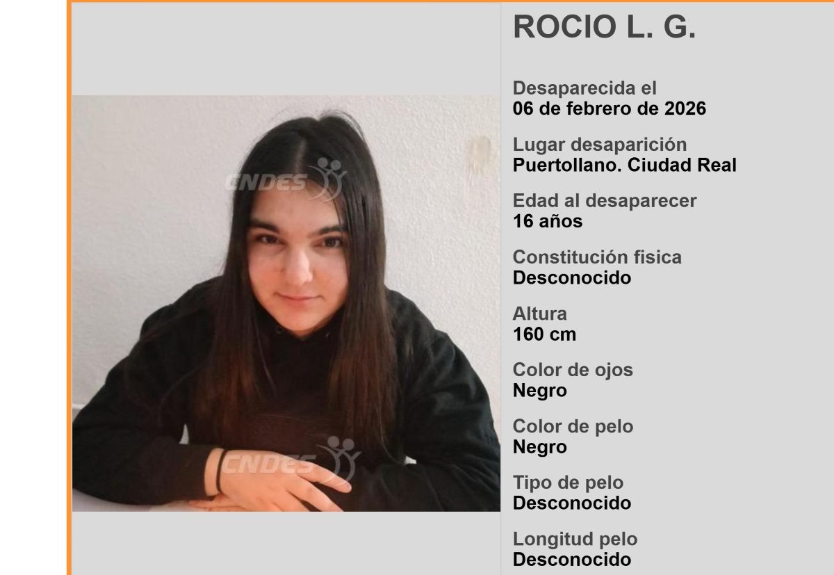 Piden ayuda para localizar a la joven Rocío, desaparecida en Puertollano