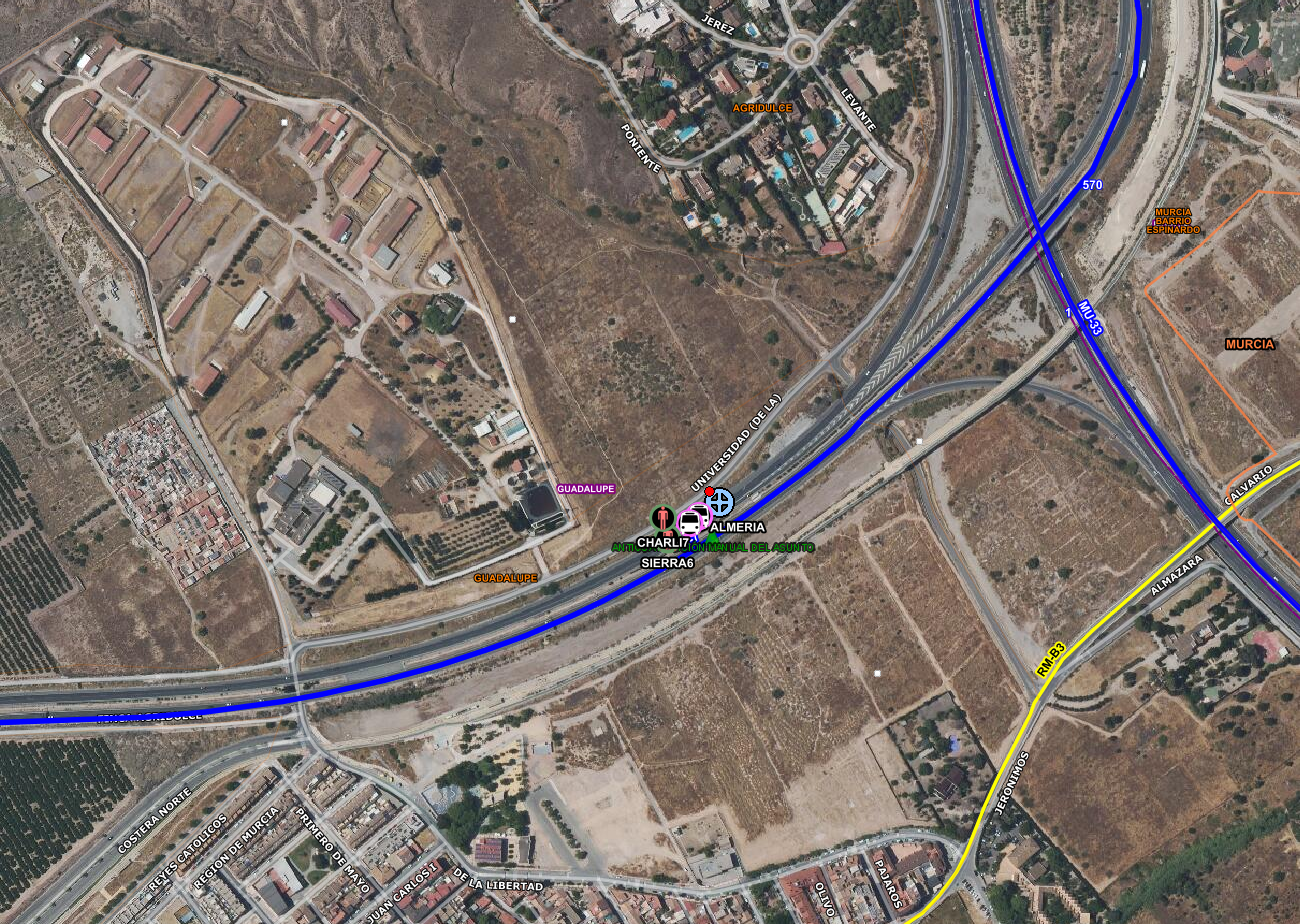 Dos jóvenes resultan heridos en grave accidente de tráfico en la autovía A-7 en Murcia