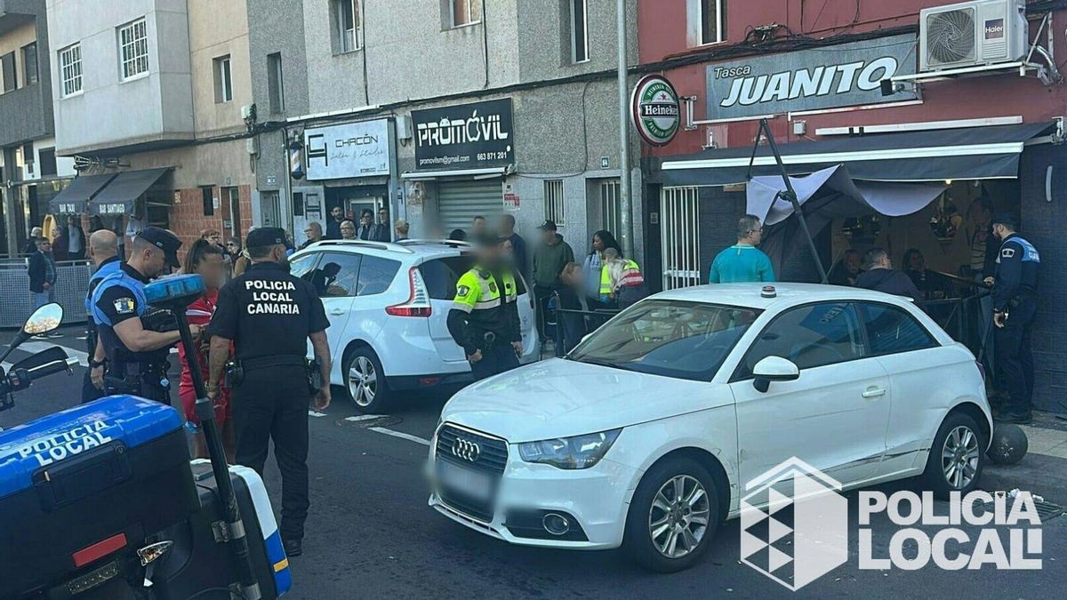 Vehículo embiste terraza de bar en Santa Cruz de Tenerife y deja siete heridos leves