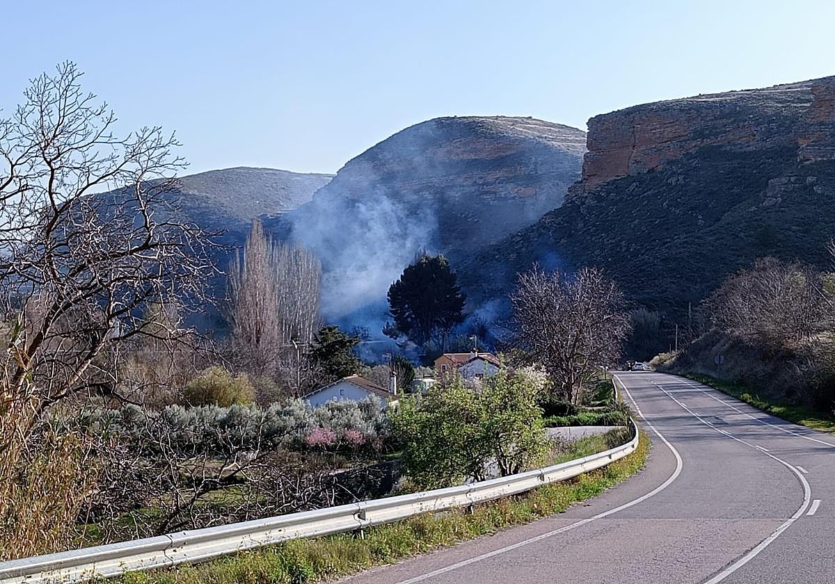 Incendio en Cervera de Río Alhama: Servicios de emergencia trabajan en la extinción en la zona del Palomar