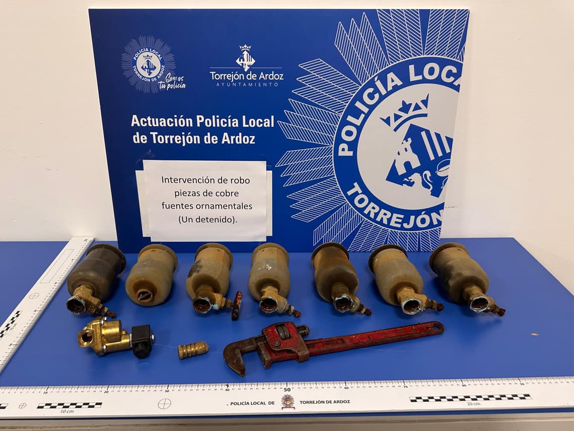 Detenido por robar toberas de fuentes ornamentales en Torrejón de Ardoz