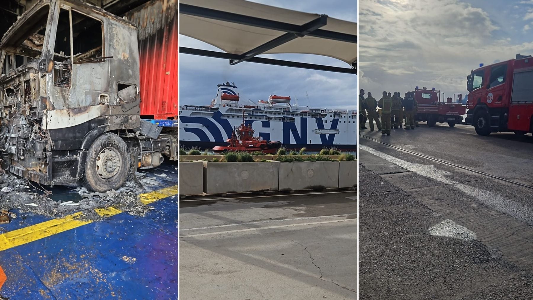 Pánico en alta mar: un camión se incendia a bordo de un ferri Barcelona-Palma con más de 170 personas