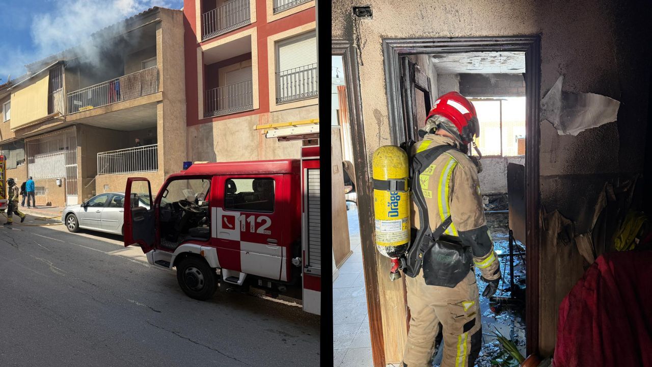 Un incendio en una vivienda de Alguazas provoca importantes daños materiales