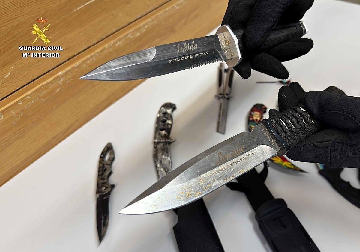 Interceptadas en Alberite dos personas que llevaban en plena calle dos machetes y seis navajas