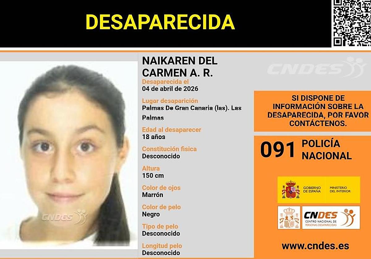 Buscan a Naikaren del Carmen A. R., joven de 18 años desaparecida en Las Palmas de Gran Canaria