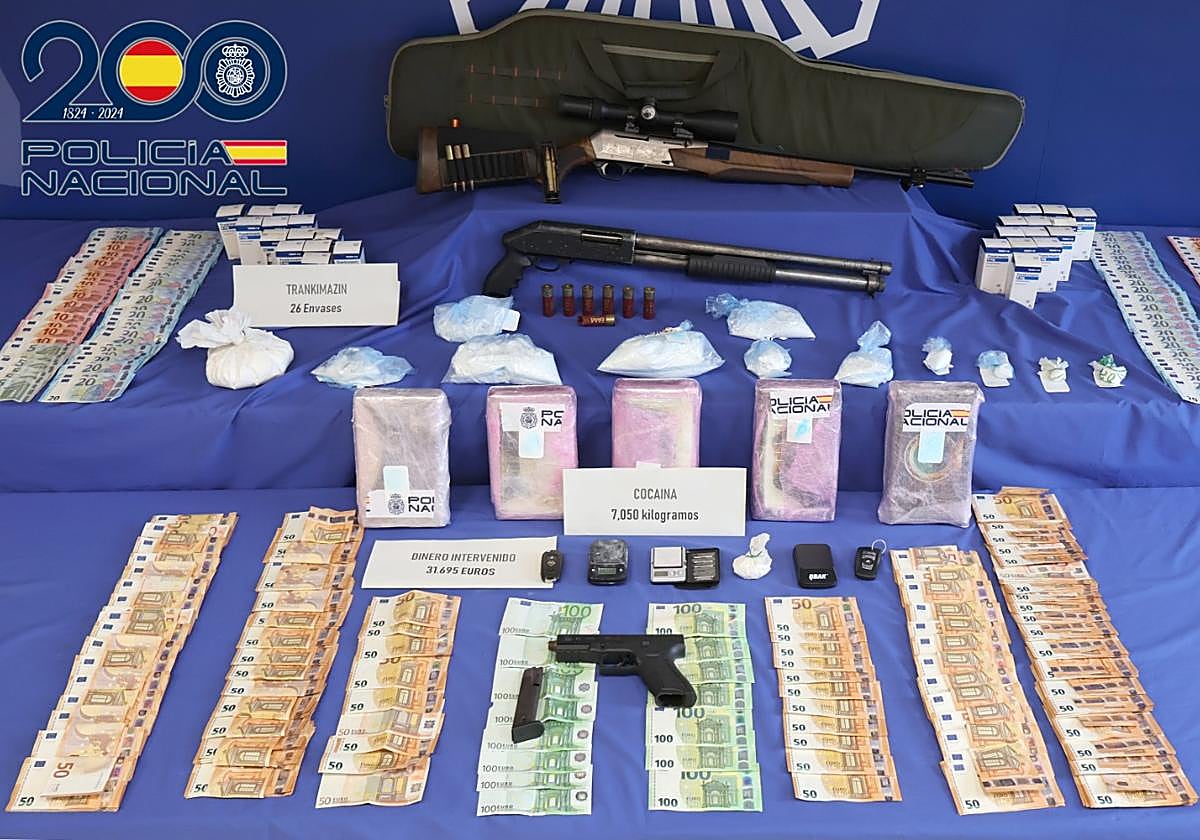 Golpe histórico al narcotráfico en Salamanca: siete kilos de cocaína, armas cargadas y un detenido en prisión