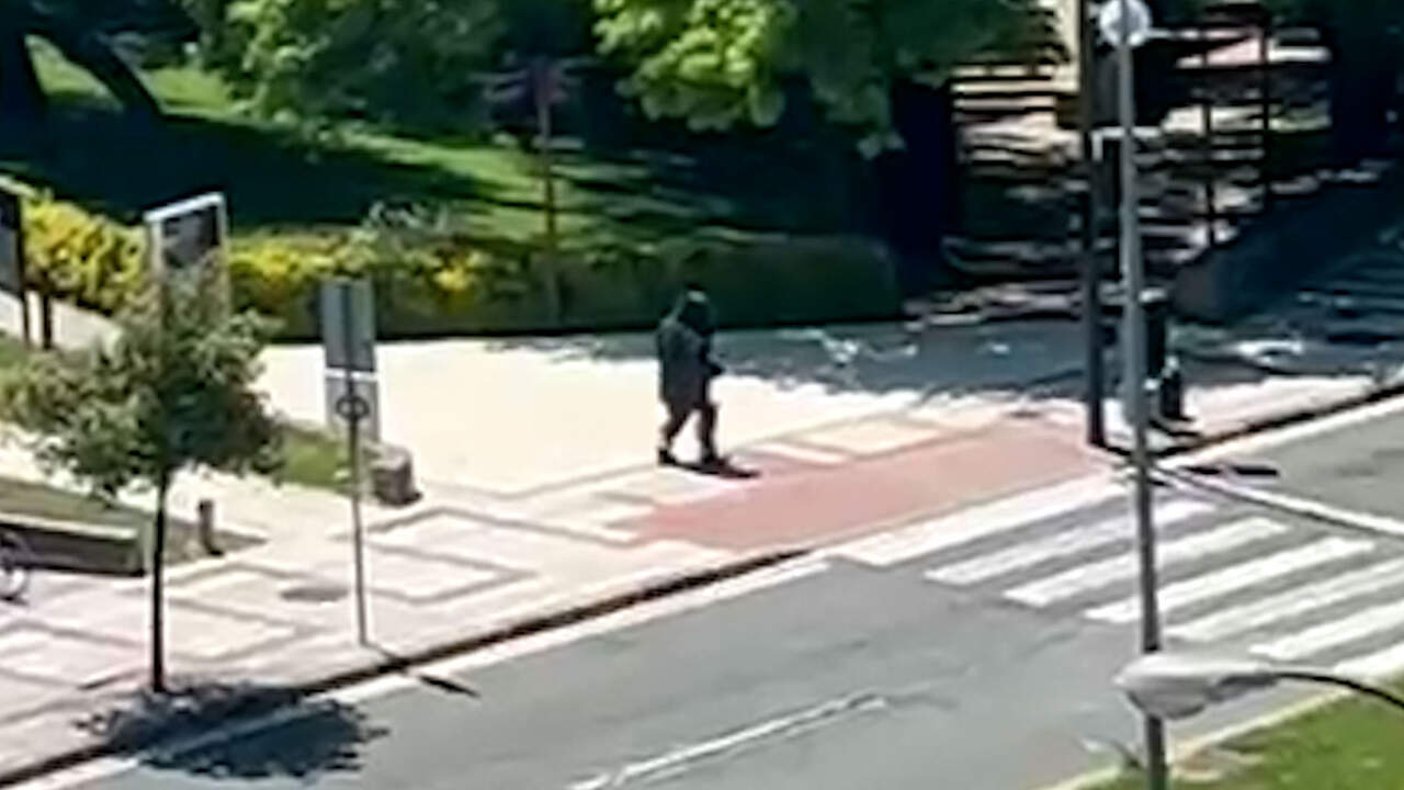 Momento en el que los artificieros de la Polic&iacute;a Nacional se dirigen a detonar el paquete sospechoso.