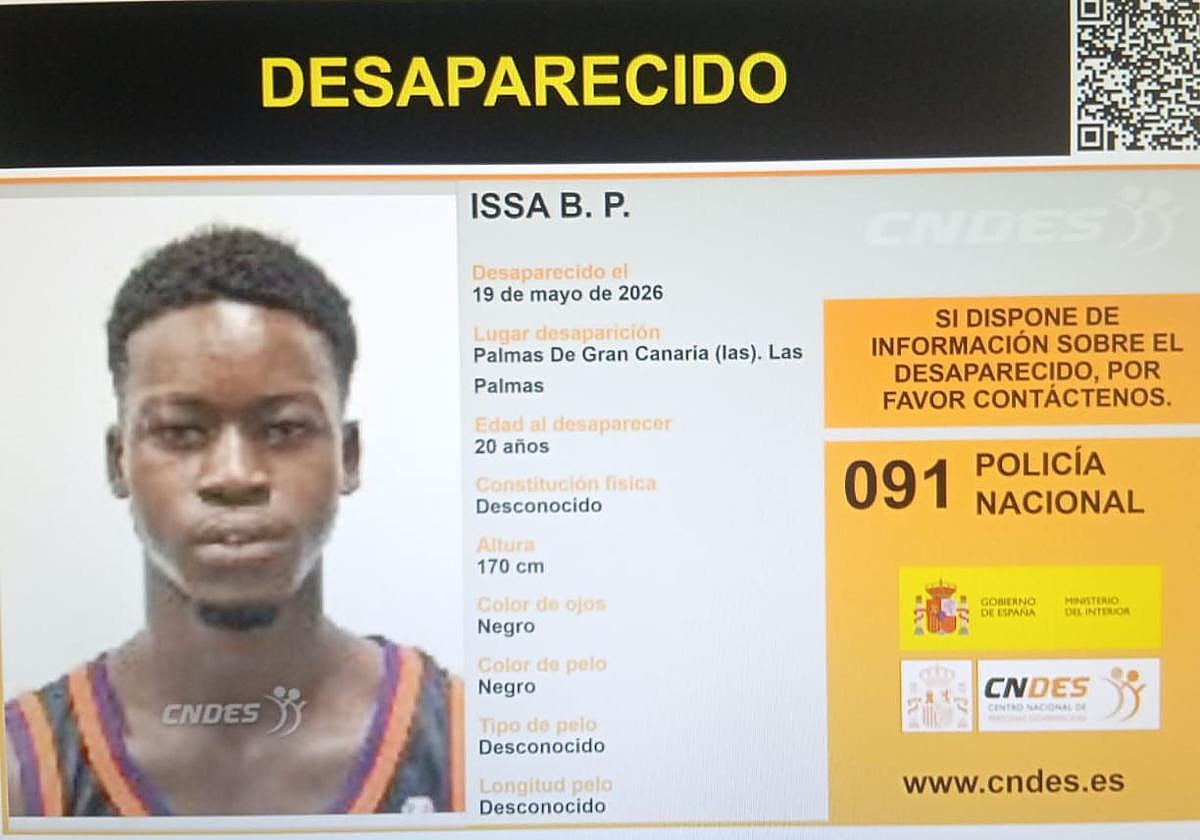 Se busca a Issa B.P., un joven de 20 años desaparecido en Las Palmas de Gran Canaria