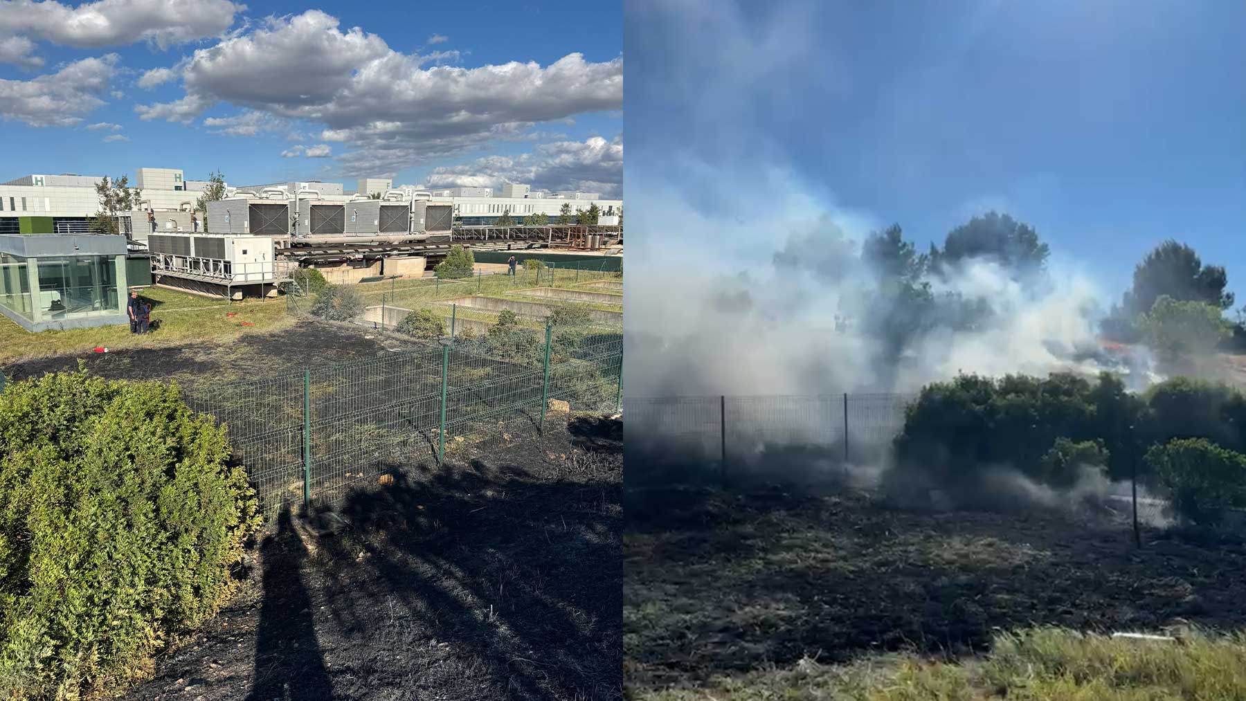 Pudo acabar en tragedia: un incendio se queda a menos de 10 metros de alcanzar el hospital de Son Espases
