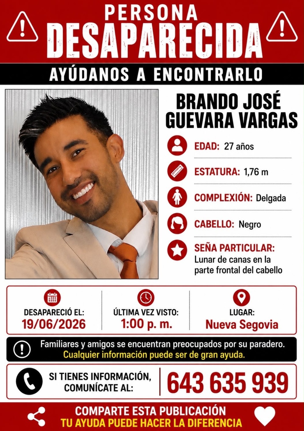 Investigan la desaparición de un joven en Nueva Segovia