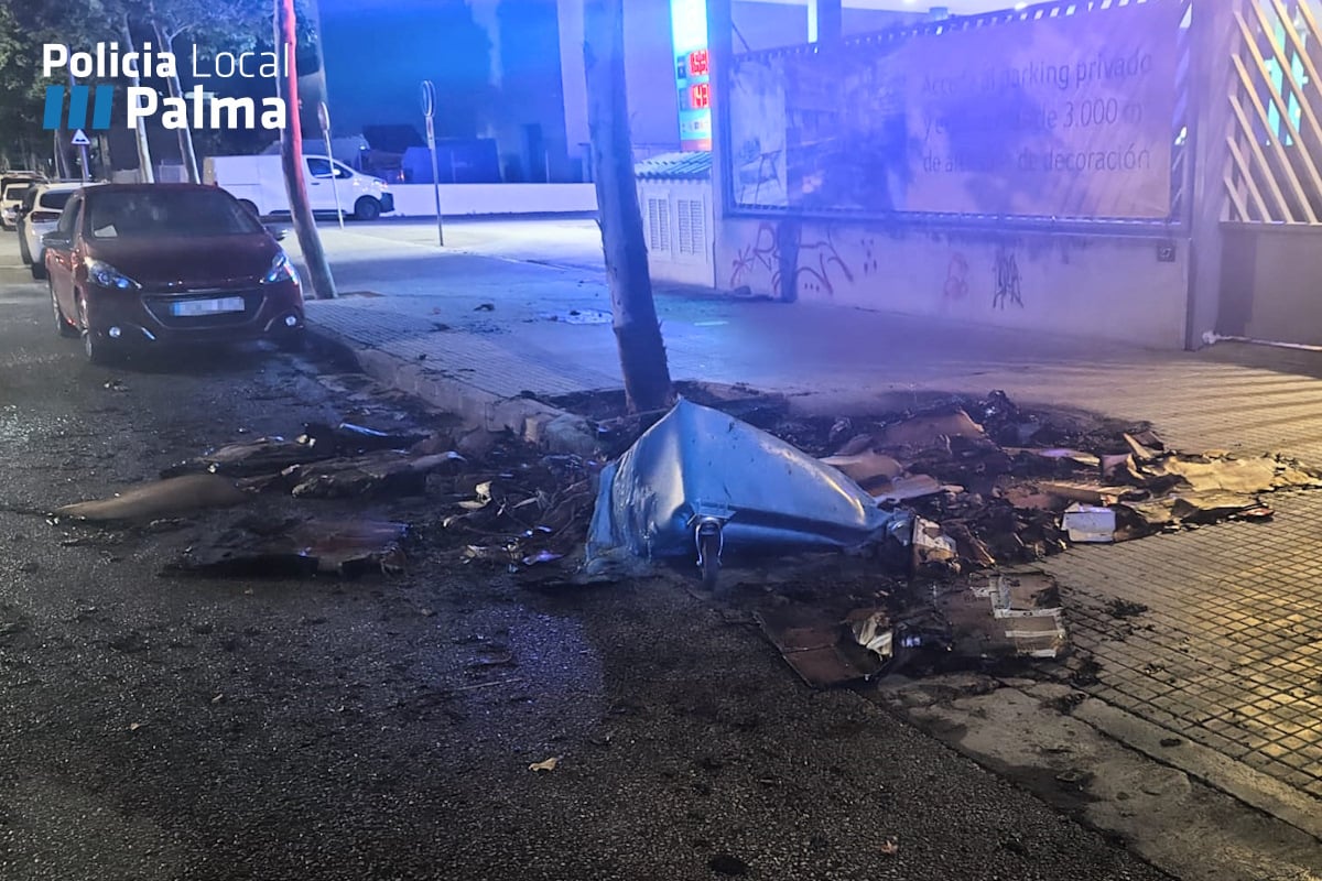 Noche de fuego y reincidencia en Palma: detenido tras incendiar contenedores apenas 48 horas después de salir en libertad