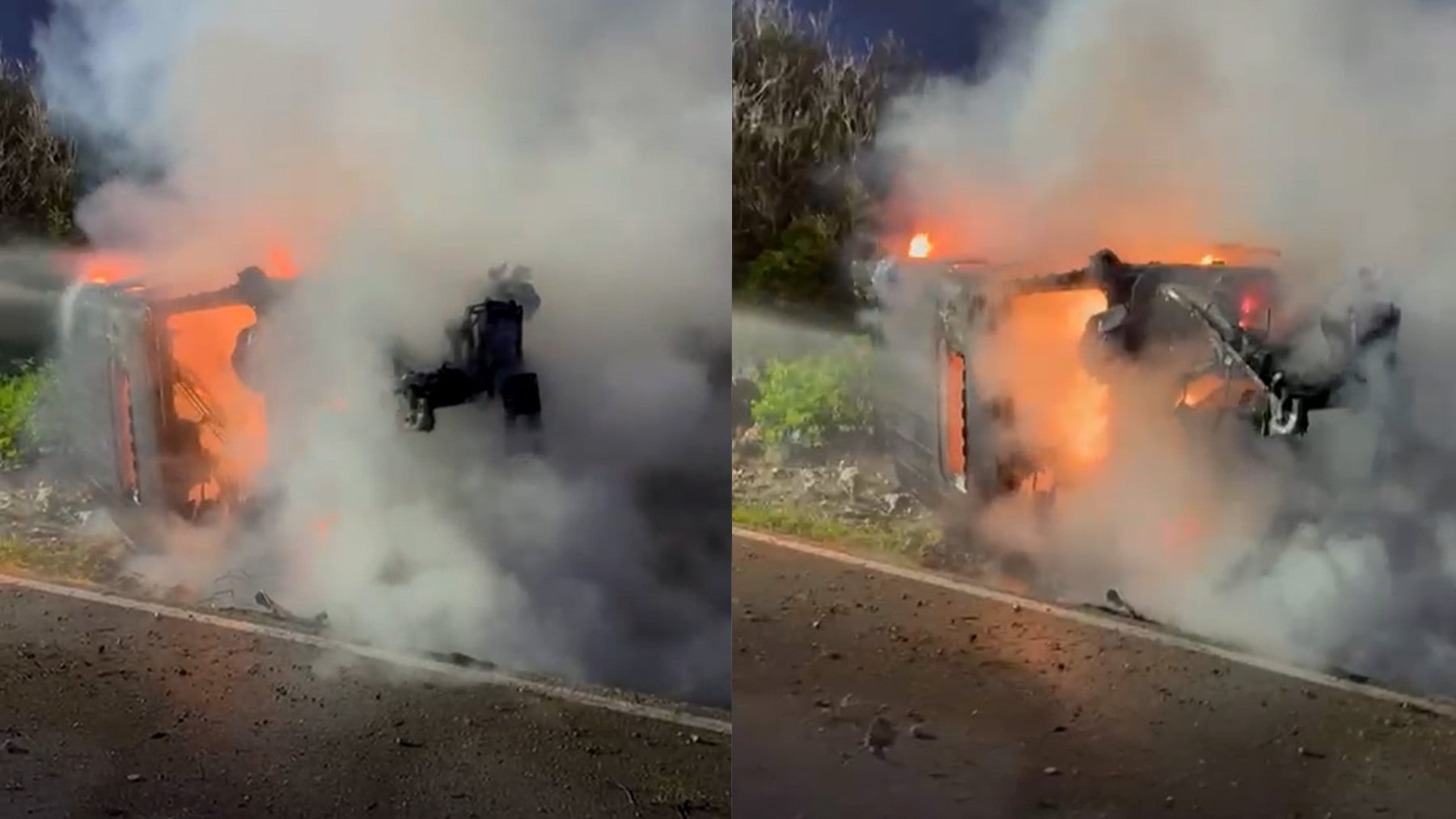 Un Mercedes AMG G 63 de más de 220.000 euros acaba calcinado tras un brutal accidente en Menorca: dos jóvenes hospitalizadas