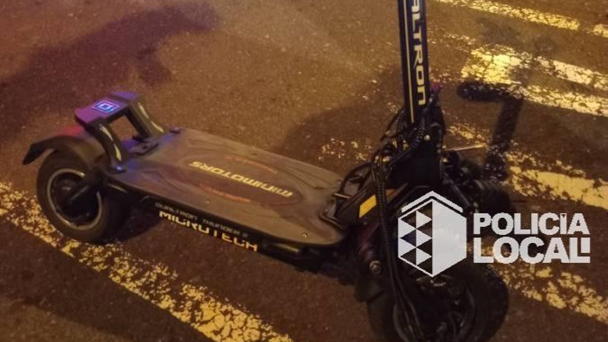 Patinete que circulaba a casi 100 kilómetros por hora en Santa Cruz de Tenerife la madrugada de este jueves.