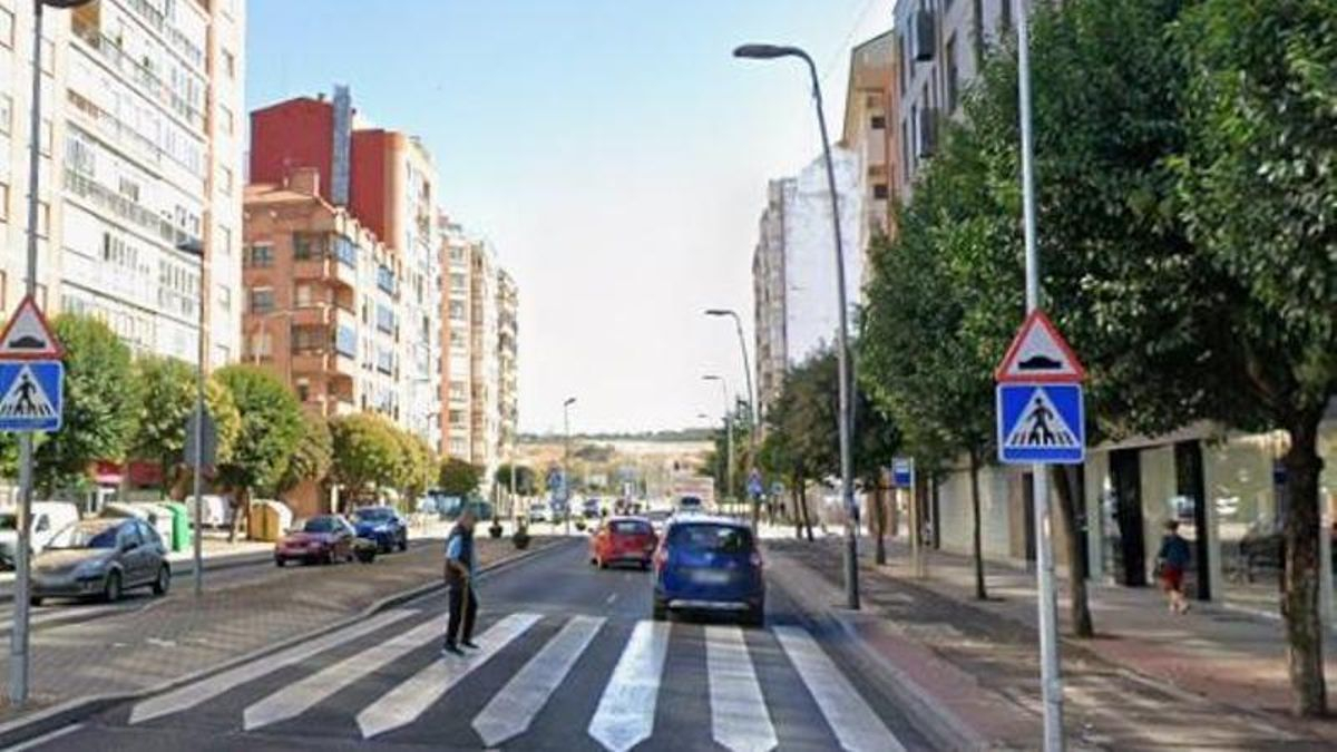 Un paso de peatones de la Avenida Fernández Ladreda, en la ciudad de León.