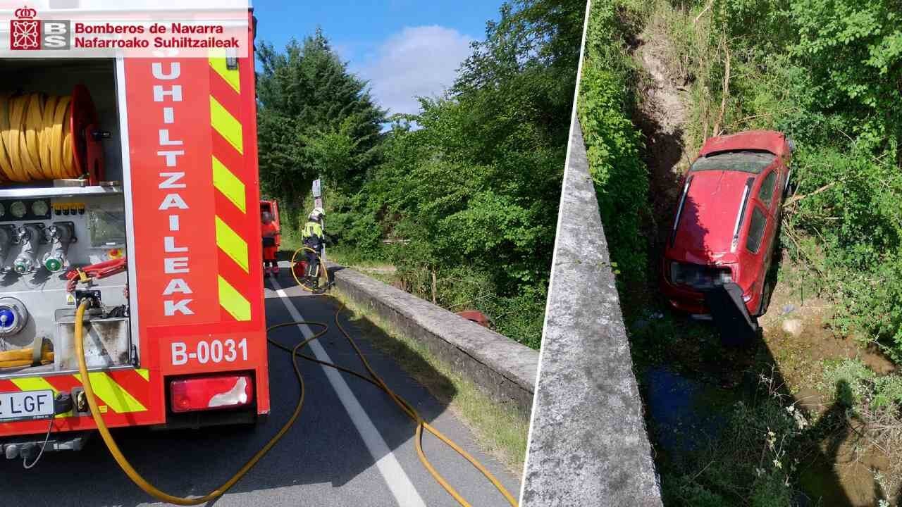 Un segundo accidente mortal en Navarra se cobra la vida de un hombre de 60 años tras caer con su coche por un talud