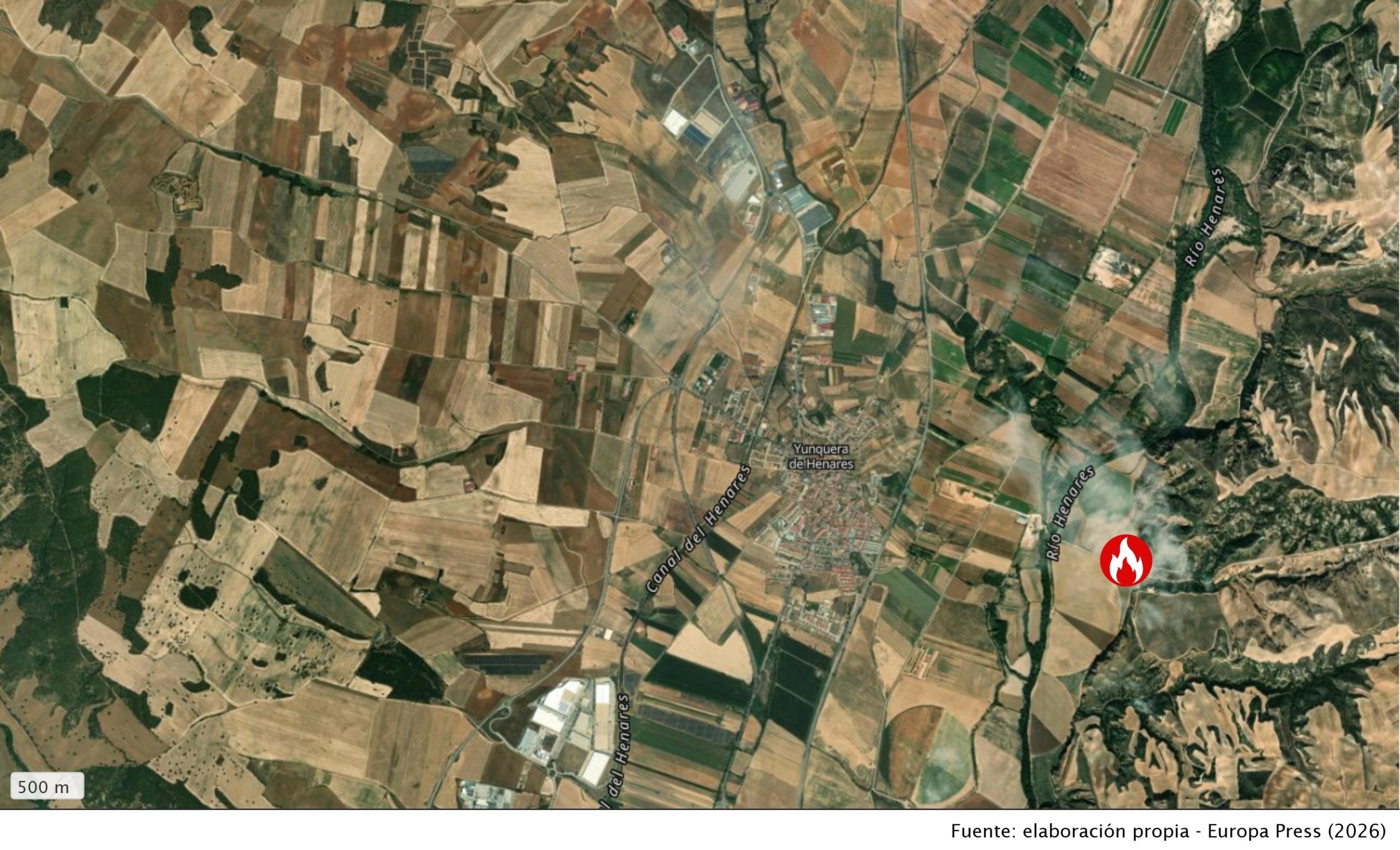 Incendio en camión de arena moviliza equipos del Infocam en Yunquera de Henares