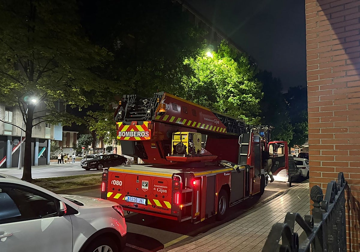 Rescatan a un gato que quedó atrapado en el tendal de un séptimo piso en Gijón