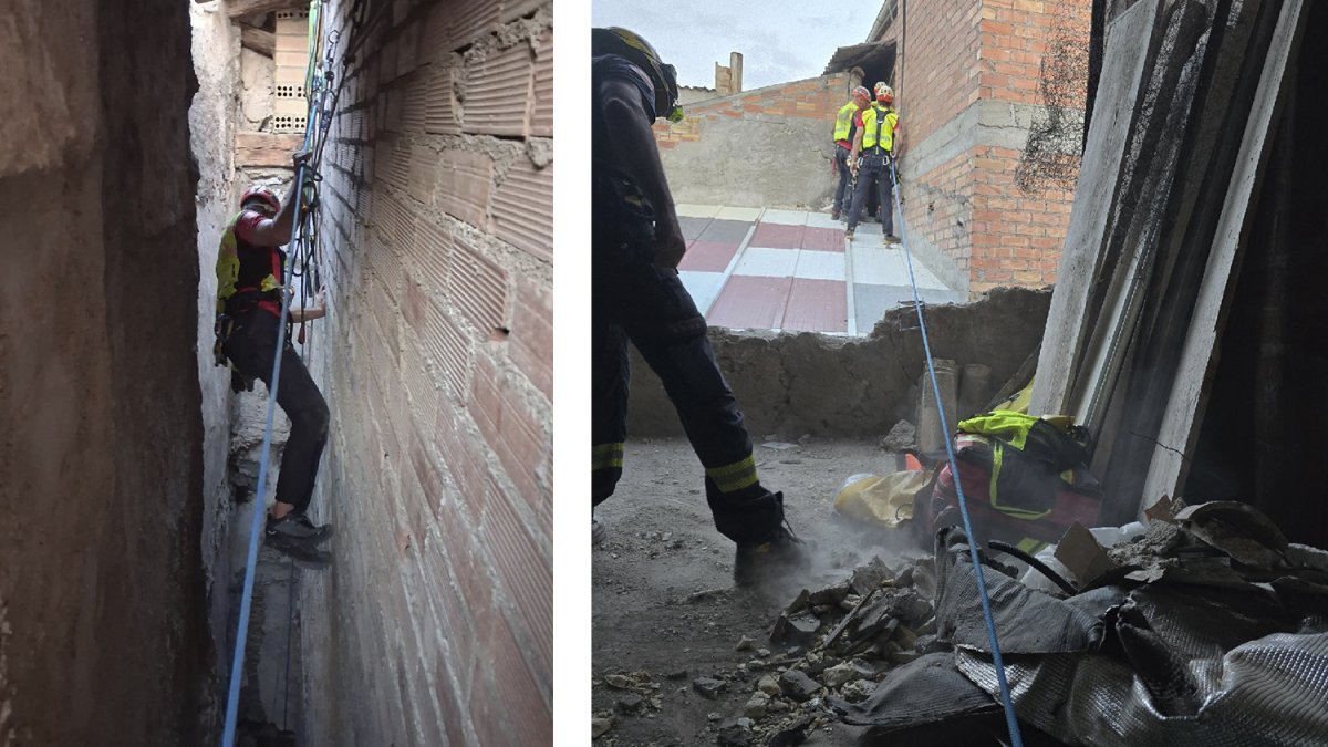 Una mujer de 31 años queda atrapada entre dos paredes tras caer desde un tejado