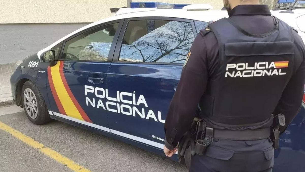 Un agente de la Policía Nacional junto al coche policial. POLICÍA NACIONAL