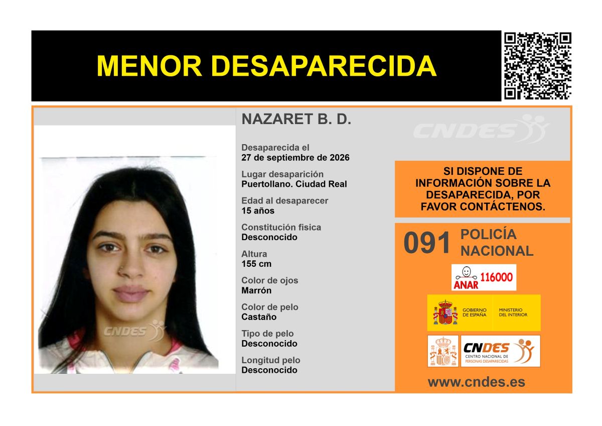 Activan alerta para localizar a una menor de 15 años desaparecida en Puertollano, Ciudad Real
