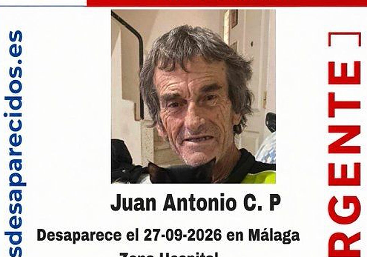 Desaparece un hombre de 67 años en Málaga: Su familia y SOS Desaparecidos piden ayuda para encontrarlo