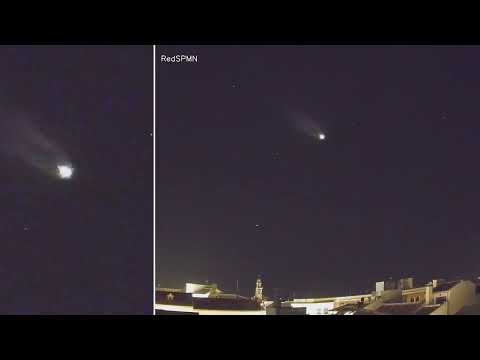 Un espectacular b&oacute;lido ilumina el cielo de Huelva y sorprende a todo el mundo. Fuente: X RedSpmn