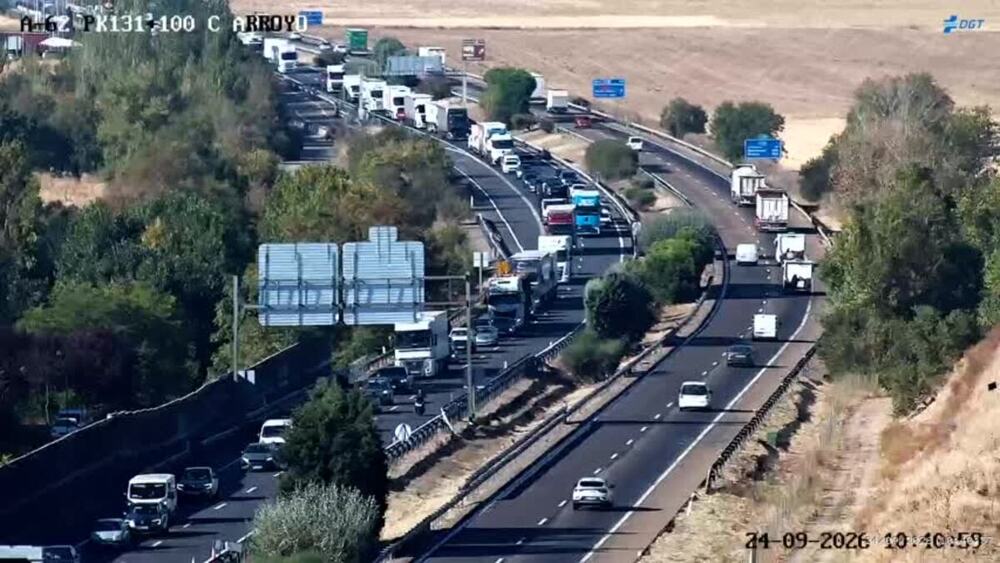Unas obras en la A-62 provocan atascos entre Simancas y Arroyo