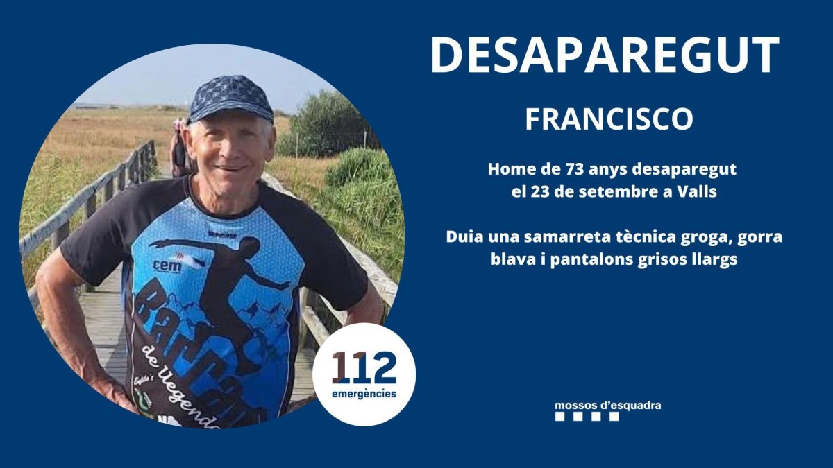 Buscan un vecino de Valls de 73 años